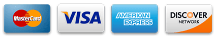 Secure Payment Methods - Visa, MasterCard, American Express, Discover
